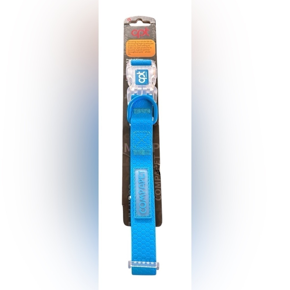 COMPAPET PVC Dog Collar Safety Buckle Adjustable Durable Collars Sz L Blue